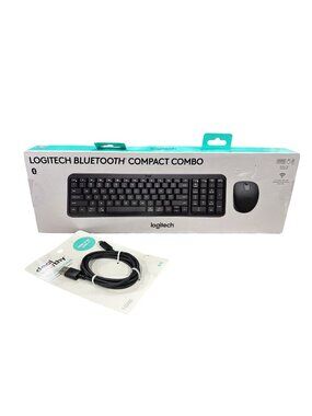 Logitech Bluetooth Keyboard & Mouse Compact Combo With USB-C Charging Cable 5 Ft